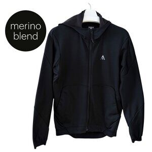 7MESH Black Callaghan Merino Hoody Cycling Trail Zip Hoodie Performance Layer s